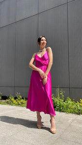 Miss Bow-Wow Midi Satin Dress-Dress-Secret Closet