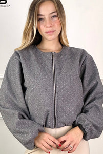 Sara Sparkling Zip-Up Jacket-Jacket-Secret Closet