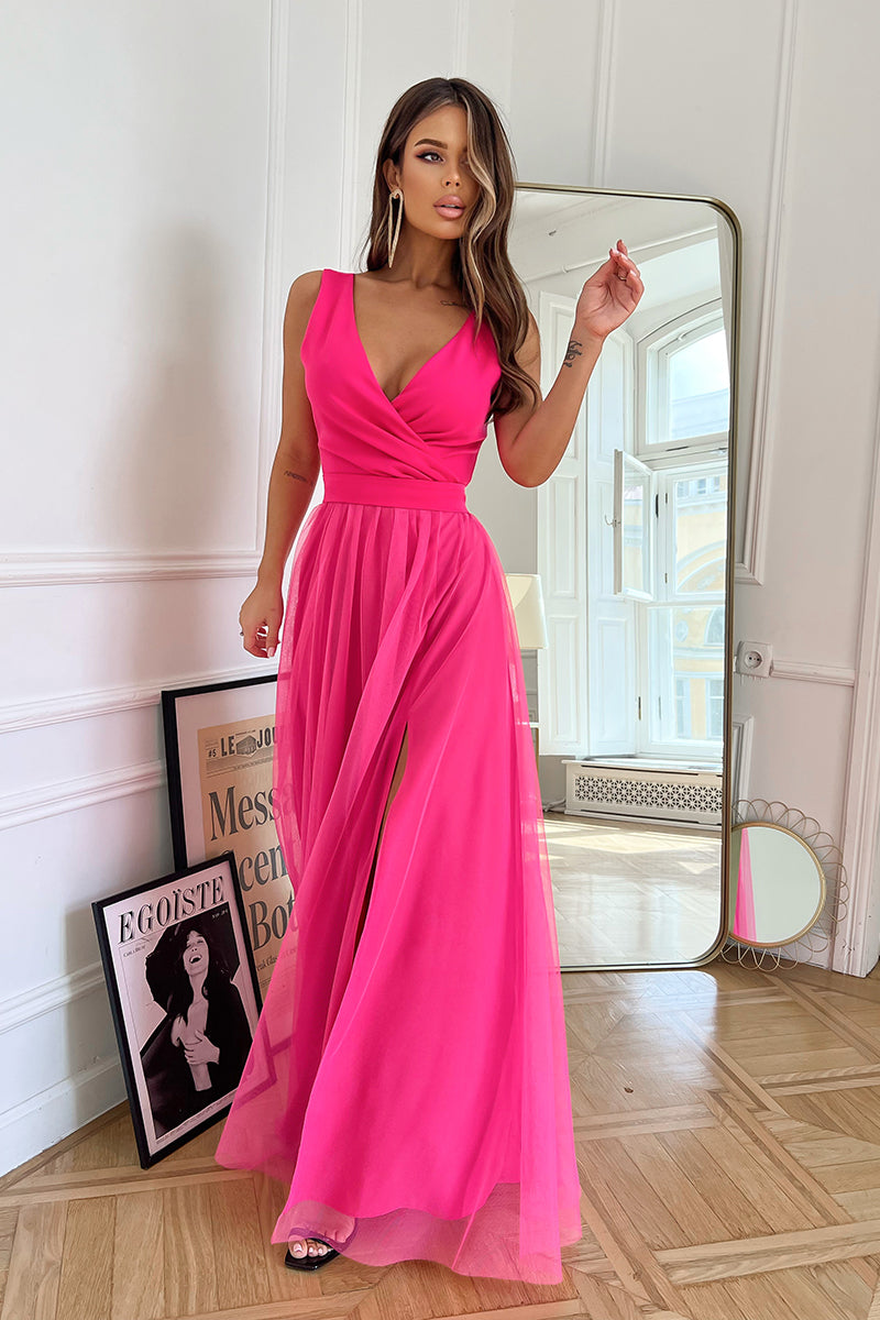 Pinky Zoe Maxi Deep V Dress-Dress-Secret Closet