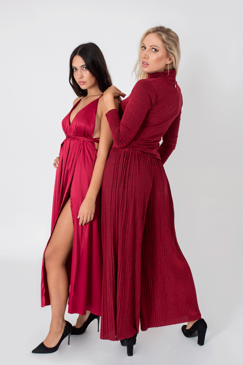 Lurex Wide Leg Pants-Pants-Secret Closet