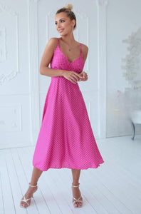 Miss Polka Sweet Midi Satin Dress-Dress-Secret Closet