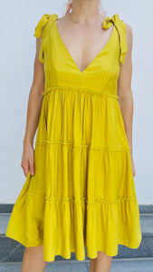 Midi A Line Dress With Ties On Shoulders-Dress-Secret Closet