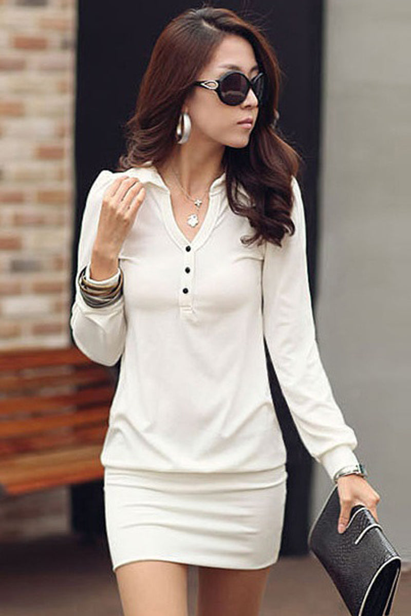 Long Sleeve Mini Dress-Dresses-Secret Closet