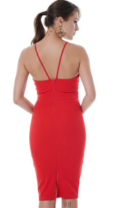 Classy and Sexy Red Bodycon Dress-Dress-Secret Closet
