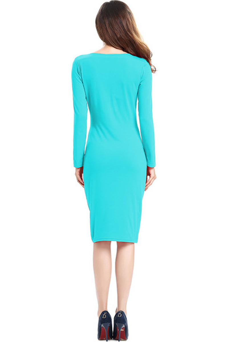 Long Sleeve Pencil Dress-Dresses-Secret Closet