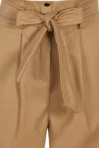 Paperbag Waist Leatherette Shorts-Pants-Secret Closet