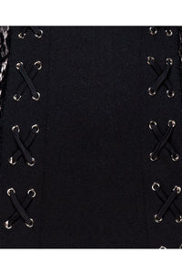 Lace Up Detail Panelled Bodycon Mini Dress-Dresses-Secret Closet