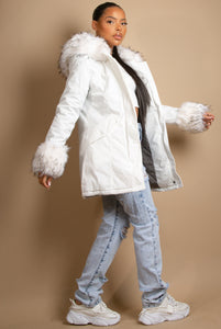 Parka Coat With Fur Hood And Cuffs-Jacket-Secret Closet