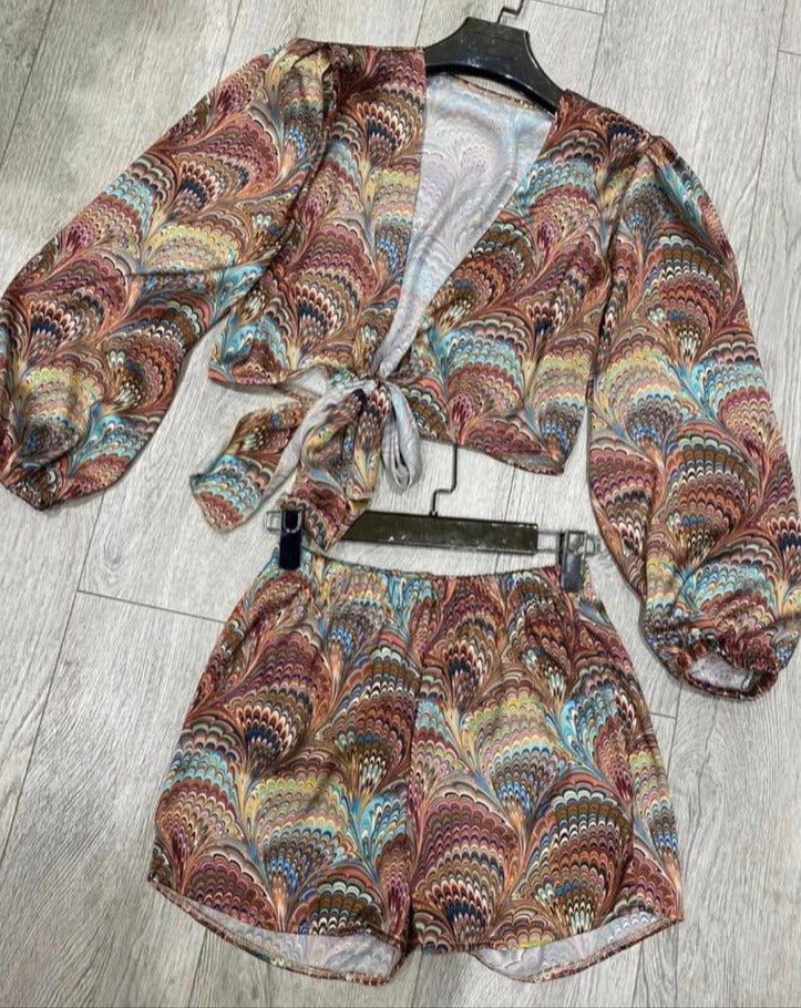 Paisley Top and Shorts Set-Two Piece Set-Secret Closet
