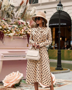 Nude Polka Dot Skater Dress-Dress-Secret Closet