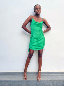 Ruched Side Satin Mini Dress-Dress-Secret Closet