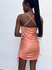 Ruched Side Satin Mini Dress-Dress-Secret Closet