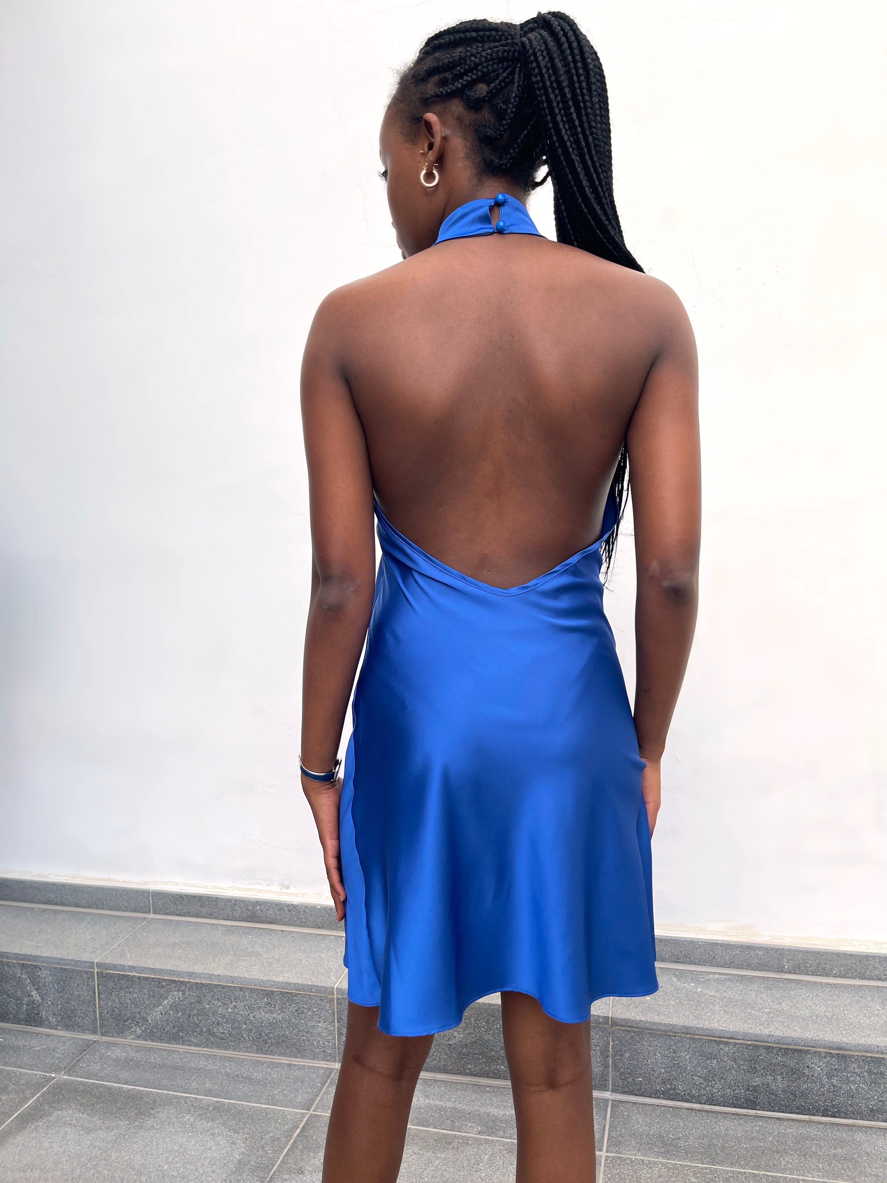 Satin Halter Neck Dress-Dress-Secret Closet