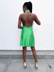 Satin Halter Neck Dress-Dress-Secret Closet