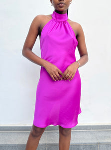 Satin Halter Neck Dress-Dress-Secret Closet