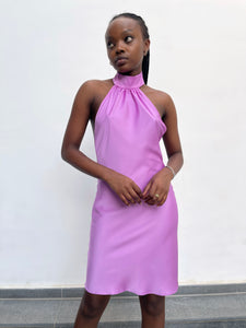 Satin Halter Neck Dress-Dress-Secret Closet