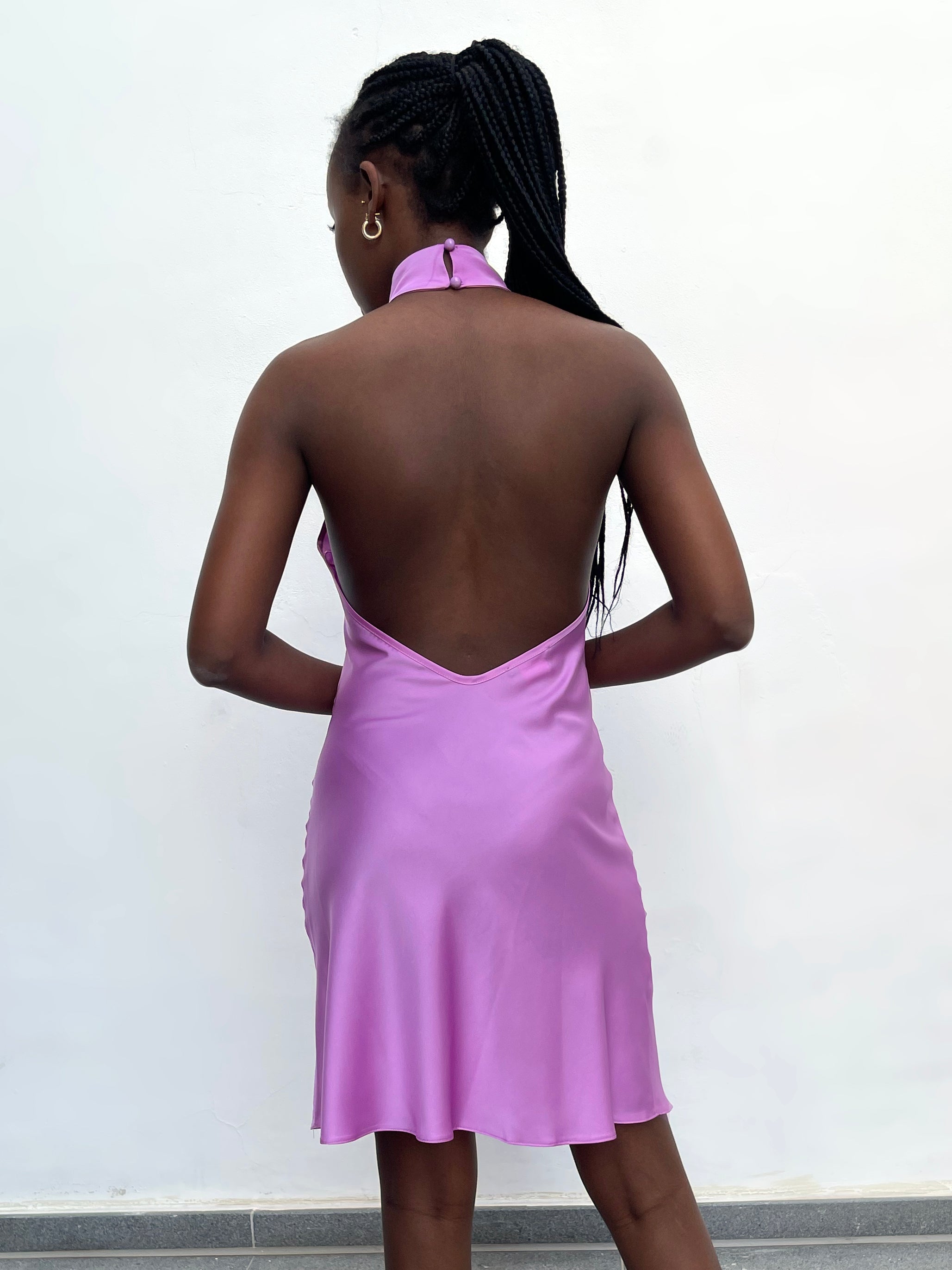 Satin Halter Neck Dress-Dress-Secret Closet