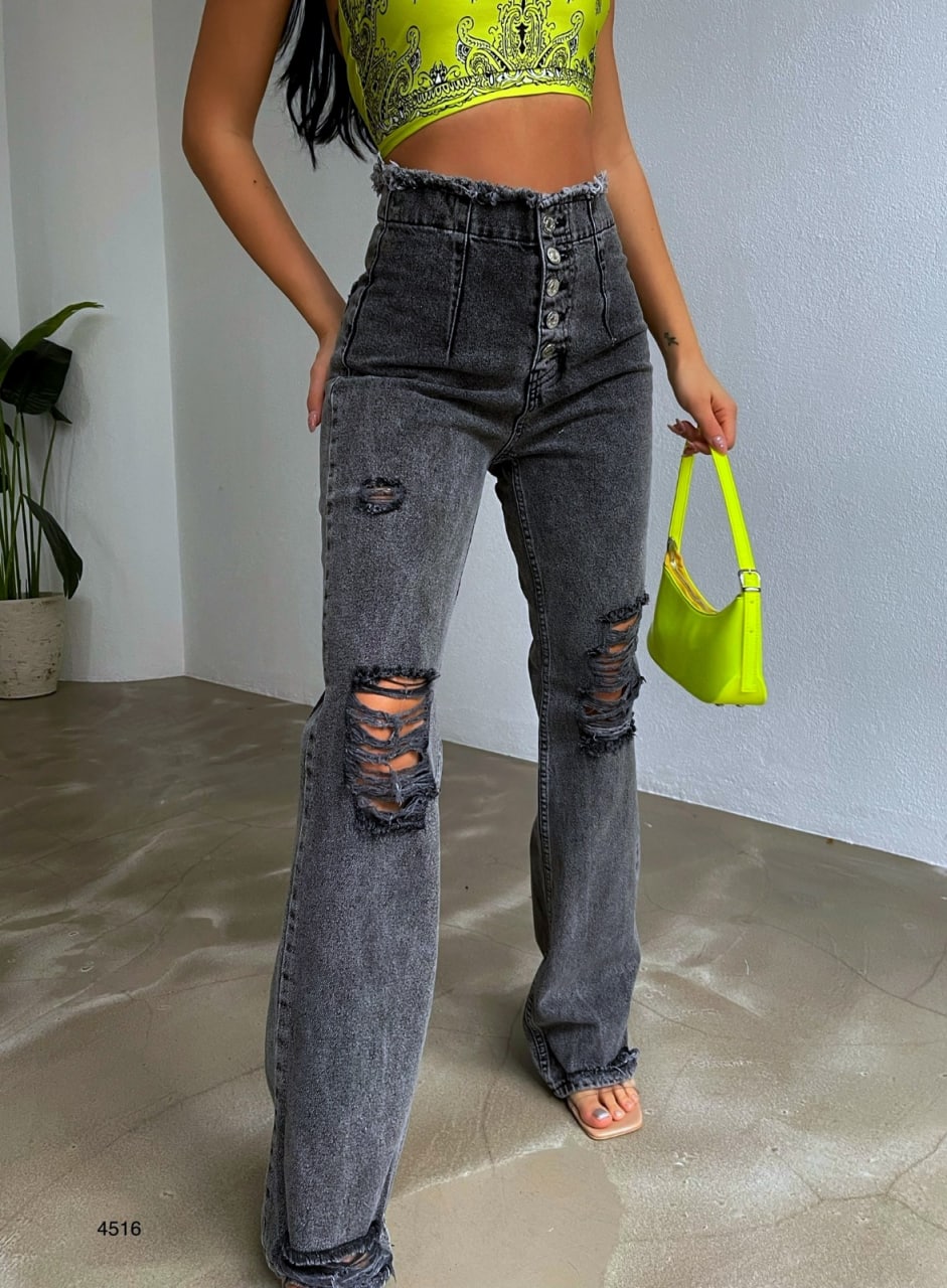 High Waist Denim Jeans-Pants-Secret Closet