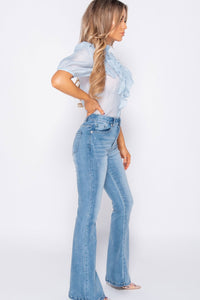 Frill Detail Short Sleeve Blouse-Tops-Secret Closet