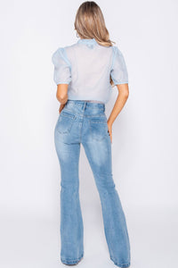Frill Detail Short Sleeve Blouse-Tops-Secret Closet