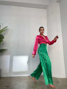 Satin High Waist Pants-Pants-Secret Closet