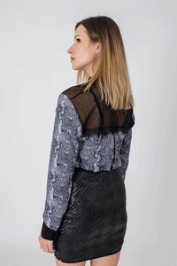 Black Matt Sequin Mini Skirt