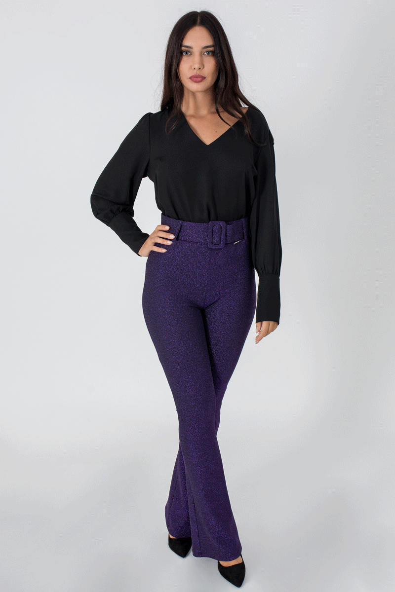 Button Sleeve Cuffs Classic Black Blouse-Tops-Secret Closet