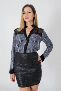 Black Matt Sequin Mini Skirt