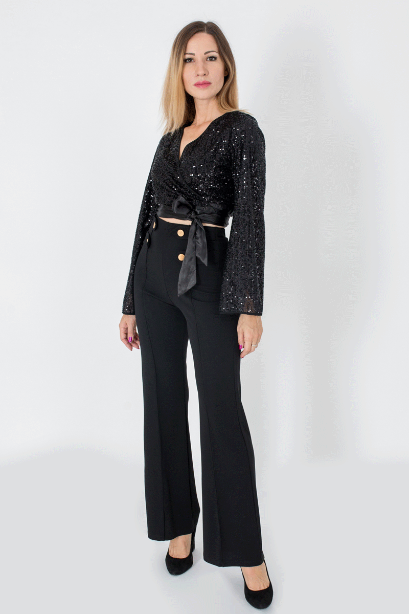 Sequin Top With Tie Waist