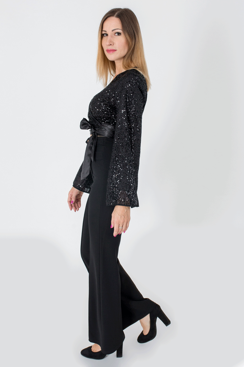 Sequin Top With Tie Waist