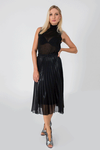 High Turtleneck Fine-Knit Sleeveless Top-Tops-Secret Closet