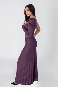 Violet Lurex Wide Leg Pants-Pants-Secret Closet