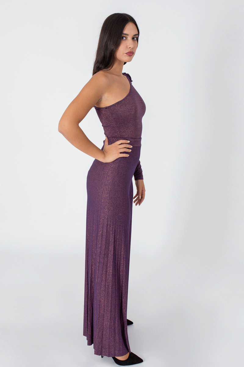 Violet Lurex Wide Leg Pants-Pants-Secret Closet