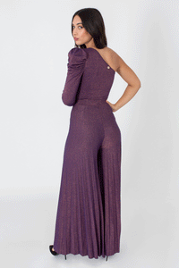 Violet Lurex Wide Leg Pants-Pants-Secret Closet