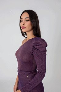 Glitter Lurex One Shoulder Bodysuit