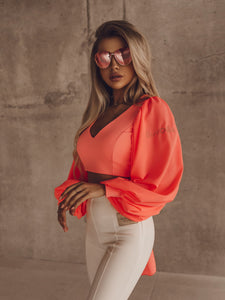 Puff Sleeve Corset Style Blouse-Tops-Secret Closet
